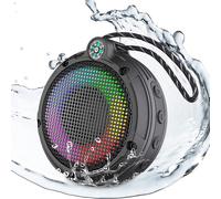 Enceinte de douche Bluetooth étanche, radio portable d'extérieur avec lumière LED, 8 W, autonomie 24 h, 99 x 104 x 41 mm