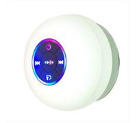 Enceinte de Douche Bluetooth Portable et Étanche avec Ventouse et Lumières LED, Caisson de Basses Stéréo Surround 3D