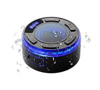 Enceinte de Douche étanche IPX7 avec éclairage RGB et Affichage LED, Mini Enceinte Bluetooth Portable sans Fil avec lumière, Ventouse Amovible, Son Clair et équilibré à 360° (Black)