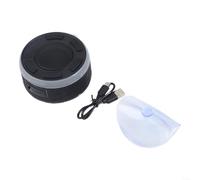 Enceinte de douche étanche IPX7 avec lumières RVB et radio FM, son à 360° et ventouse amovible, pour salle de bain, piscine et fête en plein air (noir)