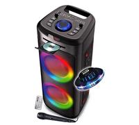 Inovalley Enceinte DJ MS06-CD-XXL 1000W Lumineuse Lecteur CD Bluetooth 5.0 USB Karaoké Radio FM