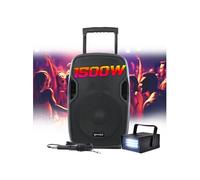 Enceinte DJ 1500W AS-12TOGO sur batterie Sono PA 12 Pouces USB SD Bluetooth RADIO FM microphone Jeu de Lumière Strobe