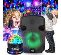 Enceinte DJ Mobile KARAOKE ENFANT sur batterie 100W, Boomers 20cm à LED RVB, USB Bluetooth, Micro - Jeu de lumière en Cadeau