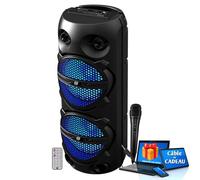Enceinte DJ Mobile sur batterie Gemsound 300W à LED, USB Bluetooth,SD, Radio FM,TWS, Microphone filaire Câble PC ORDI Smartphone