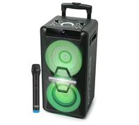 Enceinte DJ - Muse M-1920DJ sur Batterie, 300W, CD, Bluetooth et Effets LED (USB, AUX, Télécommande), 1 microphone VHF sans fil