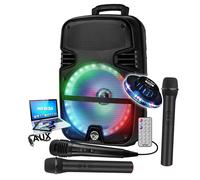 Enceinte DJ sono Karaoké MYDJ MDJ-12 Ring à LEDs RVB 600W 12" USB, Bluetooth, TWS, PC, 2 Micros VHF et 1 filaire, lumière OVNI