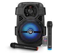 Enceinte DJ sur batterie MyDj SONIC 08 à LED - 400W - USB/BT/AUX - Karaoké avec 2 Micros VHF sans fil