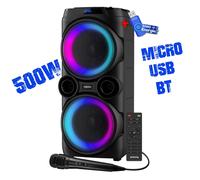 Enceinte DJ sur batterie Pickering ULTIMAT500, 500W, Boomers 25cm à LED, USB Bluetooth Radio FM,TWS, Microphone+ Clé USB 32G