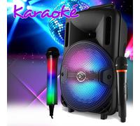 Enceinte Enfant Karaoké Mobile Party Dj Sono PA Batterie 8" 400W à LEDs RVB USB/SD/Bluetooth avec 2 MICROS