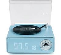 Bigben enceinte bluetooth réveil en forme de tourne disque bleu