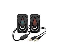 Enceinte Filaire Jack 3.5mm + USB 3W x 2 LED RVB Bouton Intégré A4000 Noir