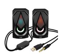 Enceinte Filaire Jack 3.5mm + USB 3W x 2 LED RVB Bouton Intégré LinQ A4000 Noir