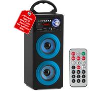 McGrey BS-20 Beachside - Enceinte Bluetooth Portable à Batterie remplaçable : Bluetooth, Radio FM (30 présélections), Lecture MP3 Via USB/SD, entrée AUX, télécommande - Bleue