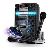 Enceinte Karaok? LED Enfant ADO PARTY 400W Batterie - 2 MICROPHONES + APPLICATION - USB/Bluetooth/RADIO FM