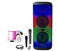 Enceinte Karaoke 600W sur batterie Bluetoth USB Mooving ELECTRO-SOUND600 - 2 Micros - Enceinte Réveil - Soirée Anniversaire Musique