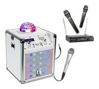 Enceintes, baffle et amplis DJ Party Light & Sound Enceinte Karaoké Autonome portable USB / Bluetooth Boost KUBELED-WH Lumière Astro intégrée - 3 Micros - Télécommande - Cadeau