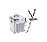 Enceintes, baffle et amplis DJ Party Light & Sound Enceinte Karaoké Autonome portable USB / Bluetooth Boost KUBELED-WH Lumière Astro intégrée - 3 Micros - Télécommande - Cadeau
