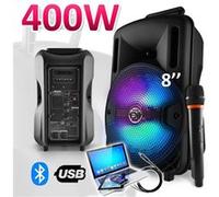 Generique Enceinte karaoké MyDJ DJOON08 400W 8" LED USB/SD BT + Micro + Câble PC/Smartphone/Tablette