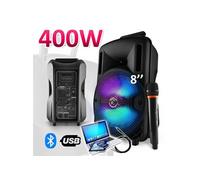 Enceinte karaoké batterie sono 400W 8"" LED USB/SD/BLUETOOTH + Mic - MyDJ DJOON08 + CABLE PC SMARTPHONE TABLETTE