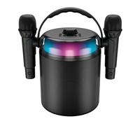 Enceinte Karaoké Bluetooth 5.1 120W avec 2 Micros sans fil LED RVB Noir