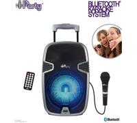Lexibook, iParty, Enceinte karaoké Bluetooth® iParty, Sur roulettes avec effets lumineux et micro inclus, Batterie rechargeable, Noir/Argent, K8250