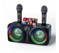 Enceinte Karaoke Complet Haut-Parleur Bluetooth avec 2 Microphones sans Fil pour Le Chant, Machine de Karaoké Sono Portable Support