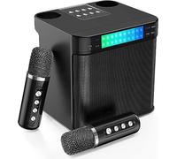 Enceinte Karaoke Complet Haut-Parleur Bluetooth avec 2 Microphones sans Fil pour Le Chant, Machine de Karaoké Sono Portable Support Bluetooth AUX FM USB/TF pour Patry la fête Les activités