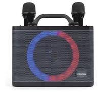 PRIXTON Karaoké Portable PartyGO avec 2 Microphones, Haut-Parleur idéal pour Les fêtes, Lumière LED RGB, Bluetooth/USB/AUX/MicroSD, Autonomie 4h, Cadeaux d'anniversaire pour Adultes et Enfants