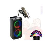 Party Light & Sound - Enceinte Karaoke Enfant sur Batterie USB Bluetooth Party LEO-250 - Micro - Jeu de Lumière Disco - Boum - Fête Anniversaire