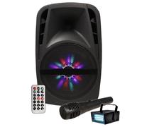 Enceinte Karaoké Festinight Audio Musique SONO DJ Danse sur batterie 8" à LEDs RVB 300W - USB/BT/ Radio FM + Micro + LEDSTROBE