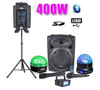Enceinte Karaoké - IBIZA SOUND - PORT8 - 400W - Bluetooth - Micro sans fil - Pied inclus