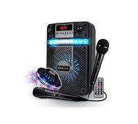 enceinte karaoké led enfant ado party 400w batterie - 2 microphones - application - usb/bluetooth/radio fm