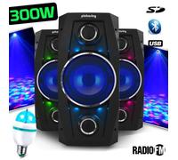 Enceinte Karaoké Mobile Sono High Power autonome batterie à LED 300W 8"" - USB-BT-SD-FM - Pickering XS8 + Ampoule DIAMS