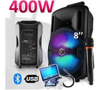 Generique Enceinte karaoké MyDJ DJOON08 400W 8" LED USB/SD BT + Micro + Câble PC/Smartphone/Tablette