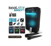 enceinte karaoké party 400w batterie koolstar avec 2 microphones - brozy08 à led + application smartphone usb/bluetooth/radio fm