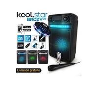 Enceinte Karaoké PARTY 400W Batterie Koolstar BROZY08 à LED + APPLICATION SMARTPHONE - USB/Bluetooth, Micro + Lumière