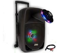 Enceinte KARAOKE PARTY12-LED - 700W SONO DJ PA 12" à LEDs RVB Mobile Batterie DJ PA USB/BT/SD/RADIO FM CABLE PC + Effet OVNI