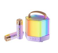 Enceinte karaoké - Petites Enceintes karaoké avec 2 Microphones, lumières et Audio stéréo, Haut-Parleur sans Fil | Enceintes Portables | pour réunions de Famille, Barbecue dans la Cour arrière ou