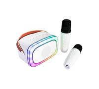 Party Light & Sound Enceinte karaoké KARAKID20 – Batterie, Bluetooth, 2 micros sans fil, Blanc