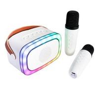 Enceinte Karaoké Portable Avec 2 Micros Sans Fil - Party KARAKID20 Blanc G