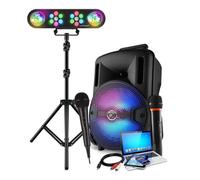 Karaoké Enfant Enceinte sono 400W sur Batterie portable LED USB/SD/BLUETOOTH, 2 Microphones, câble PC, Pack jeux de lumières