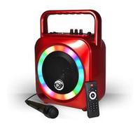 Enceinte karaoké rouge autonome 200W 8" LED - USB/SD/BT + Micro + Télécommande FUZZY08
