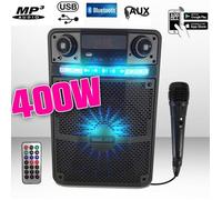 Enceinte Karaoké sono Batterie PARTY BOX 400W à LED + APPLICATION SMARTPHONE - PC/USB/Bluetooth/RADIO FM / Micro