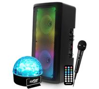 enceinte karaoké sono dj party mobile srx206 autonome led - 300w - usb/sd/bluetooth - micro - lumière sixmagic