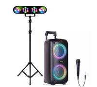 Enceinte Karaoke USB Bluetooth portable 600W Ibiza VENUS600 - Pied Jeux Lumières DJ Effets Astro Projecteur Par - Soirée Fête