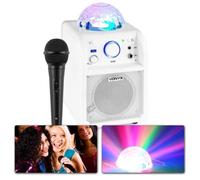 Vonyx Enceinte karaoké SBS50W – Micro Bluetooth, effet LED, Boule Disco (Jelly Ball), 3–4h, Blanc