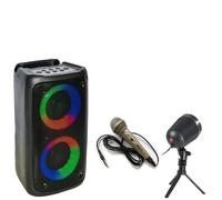 Enceinte Lumineuse sur batterie USB Bluetooth Karaoké Enfant PARTY LEO-250 - Micro - Jeu Lumière Laser - Boum Anniversaire Enfant Soirée Fête