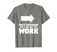 Enceinte, mais Travail Futur père Fait T-Shirt, Homme, Vert Kaki chiné, L