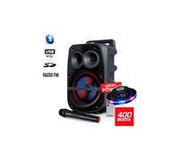 Enceinte Mobile 200W SONO DJ High Power Autonome sur Batterie LED RVB - USB/SD/Bluetooth + Micro + Jeu UFO Ovni