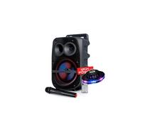 Enceinte Mobile 400W SONO DJ High Power Karaoké sur Batterie LED RVB sur Batterie - USB/SD/BT/FM + Micro VHF + Jeu UFO Ovni
